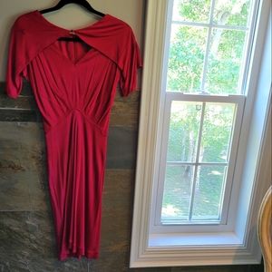 ZAC POSEN cape dress in Fuchsia red. Size 8